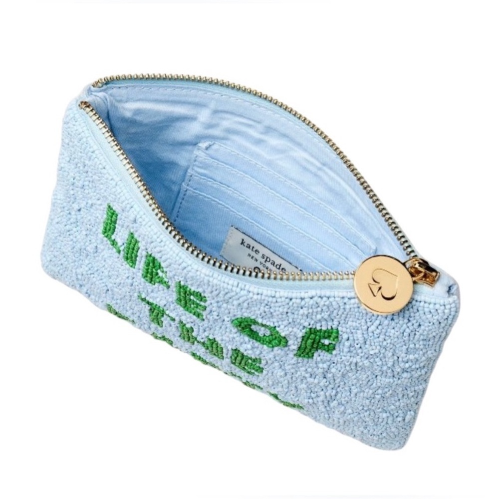 Kate Spade New York X Target Life of the Party Beaded Clutch Blue Green Zip NEW - Picture 4 of 4